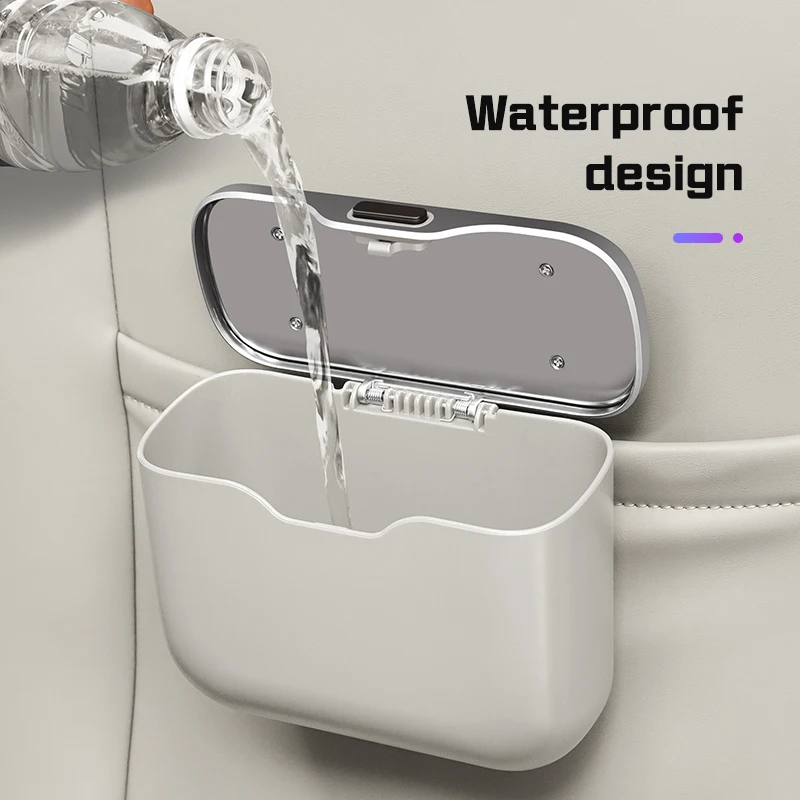 Waterproof Car Trash Can With Lid - 車用ゴミ箱、持ち運び可能、吊り下げ式、多機能、濡れたもの・乾いたものを分けて収納可能、防水、汎用タイプ、車内アクセサリー