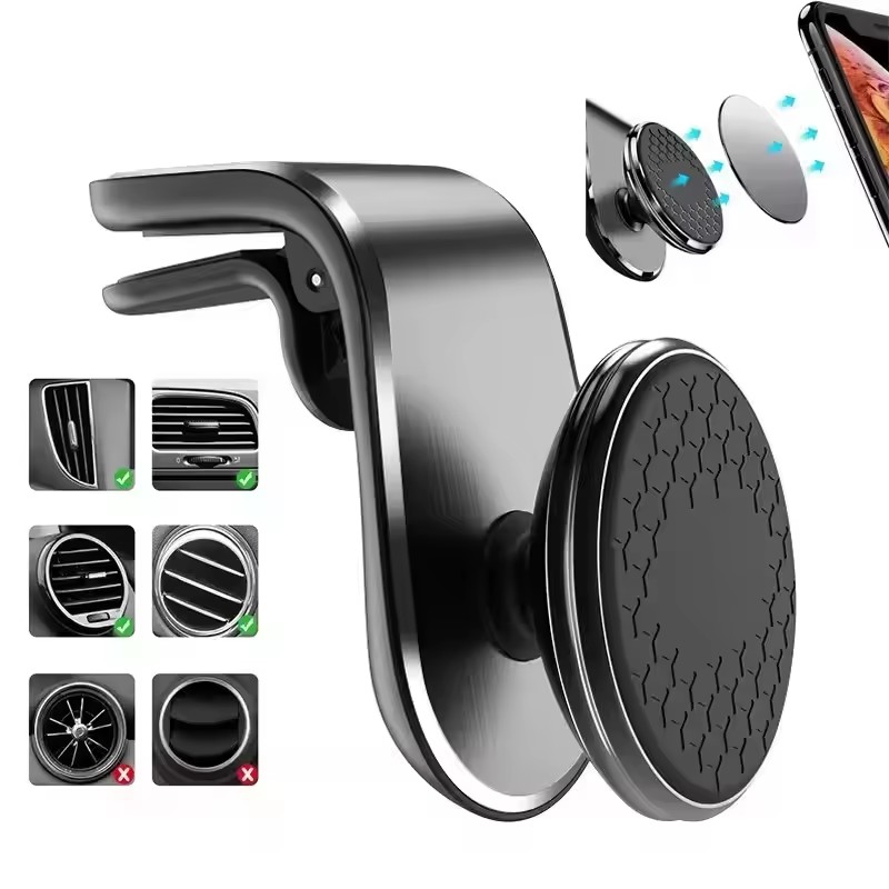 Magnetic Phone Holder For Car Vent - 磁力式カーフォンホルダー、汎用エアコン吹き出し口取り付け型、iPhone、Huawei、Samsungに対応、360度回転可能、モバイルGPS対応。 ° 回転ブラケット
