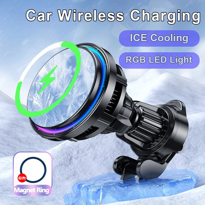 Wireless Car Charger Mount Fast Charging - iPhone 16/15/14/13/12 Pro Max対応 マグネット式ワイヤレス車載充電器スタンド (急速充電対応、MacSafe互換)