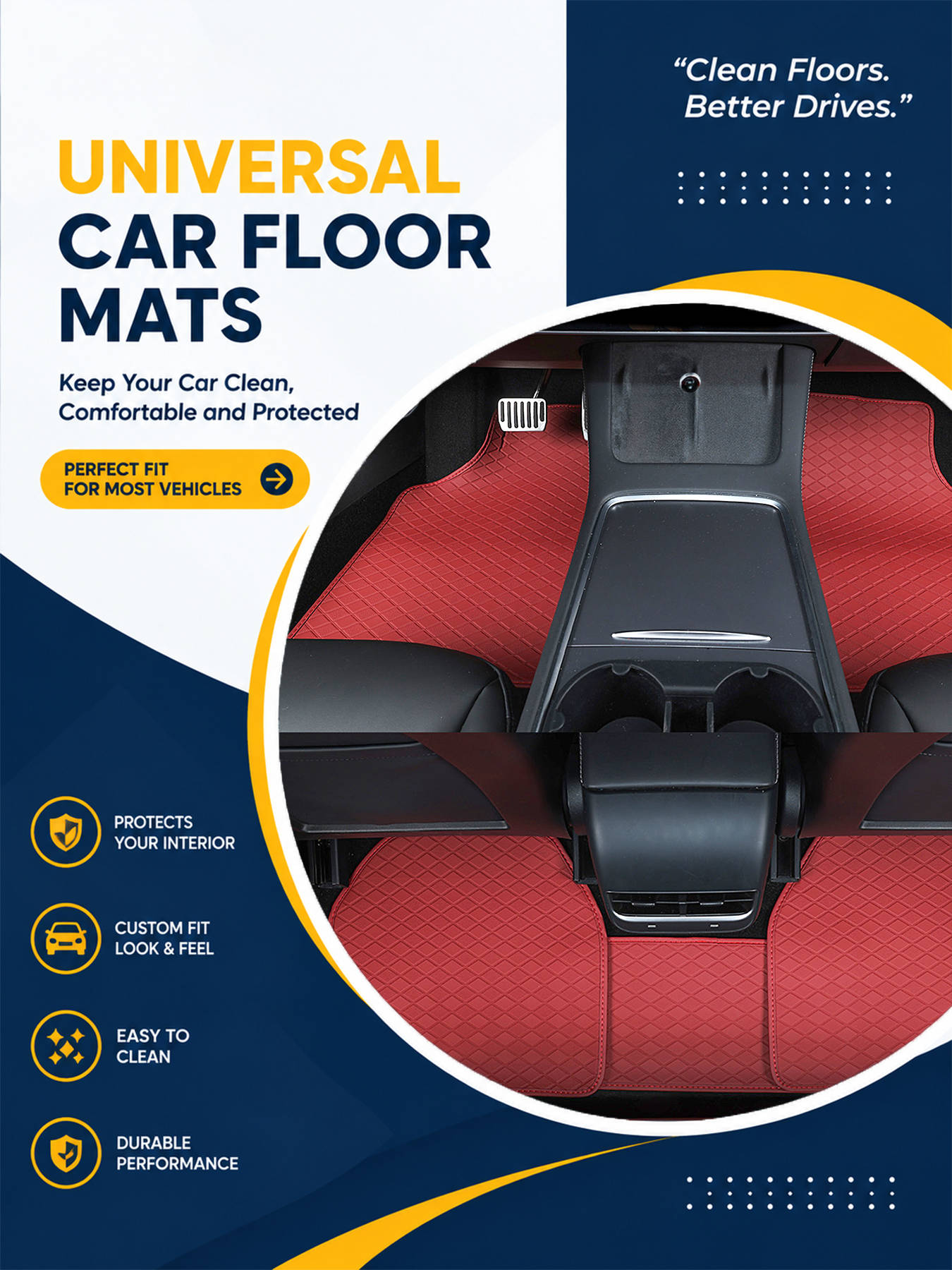 Car Floor Mats Universal Waterproof Leather - カー用フロアマットフルセット。あらゆる車種に対応し、滑り止め加工、防水仕様、全天候対応。SUVやセダンなどの車内アクセサリーとして最適。