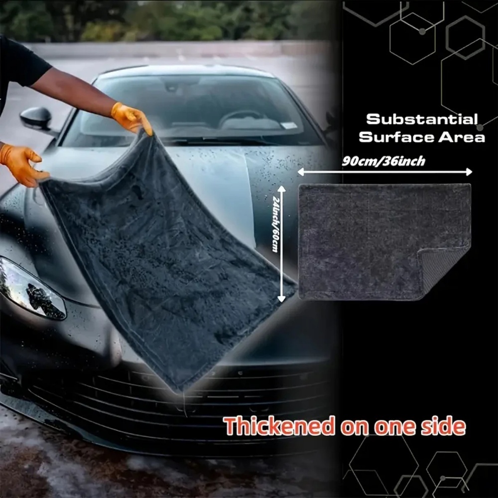 Microfiber Car Drying Towel Super Absorbent - 特大ダークグレー車用マイクロファイバータオル強力吸水高効率クリーニング洗車クロスマイクロファイバーワイプクロス