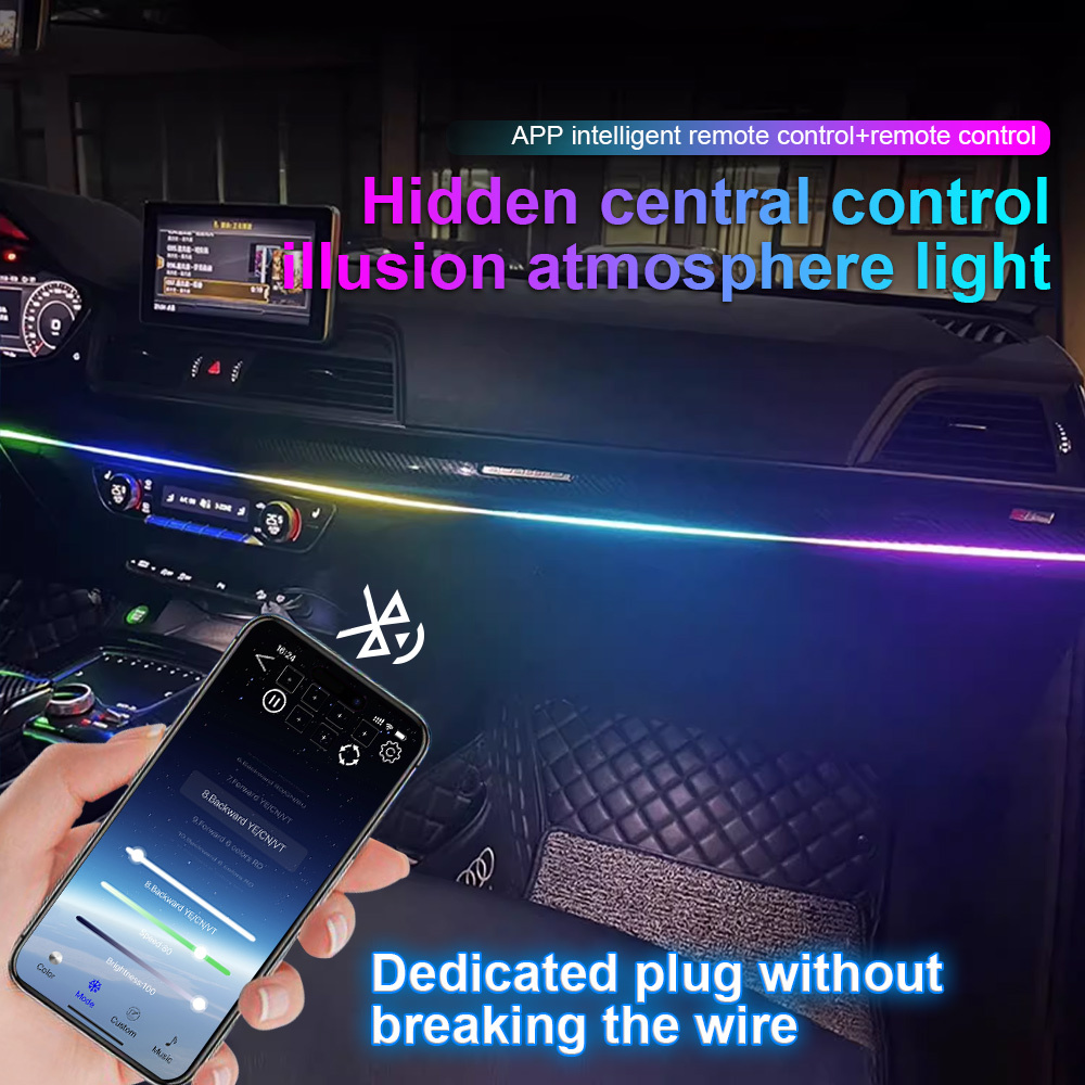 Led Ambient Interior Car Lights App Control - 車のLEDアンビエントライト,ダッシュボードライト,隠しアプリケーション,リモコン,RGB, 64色