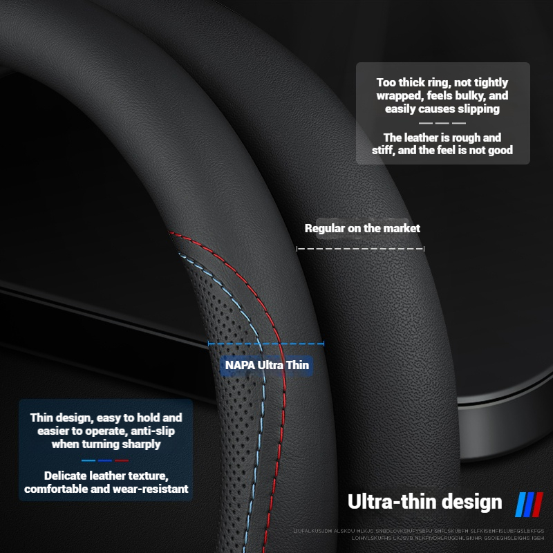 レザー通気性カーステアリングホイールカバー滑り止め38cm  - Car Steering Wheel Cover Anti Slip Breathable のレビューと価格