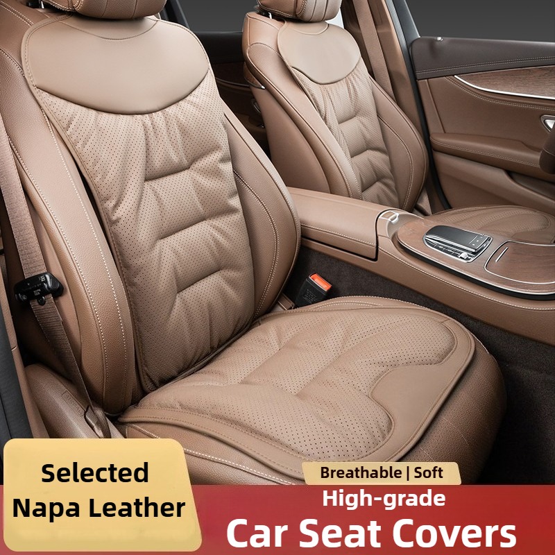 ソフトナッパレザーカーシートカバー汎用フルセットカーシートク - Leather Car Seat Covers Full Set Universal のレビューと価格