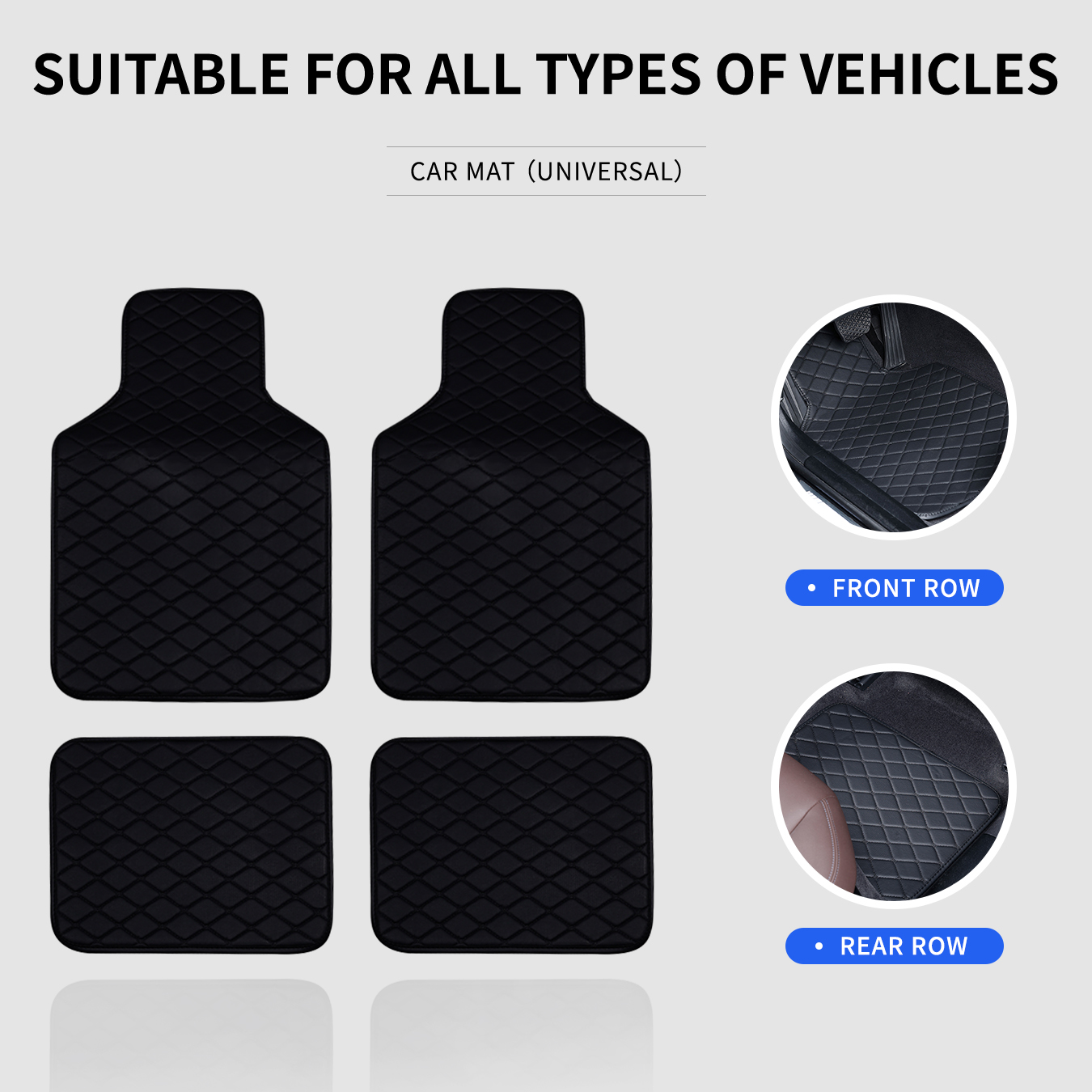 カー用フロアマットフルセット。あらゆる車種に対応し、滑り止め - Car Floor Mats Universal Waterproof Leather のレビューと価格