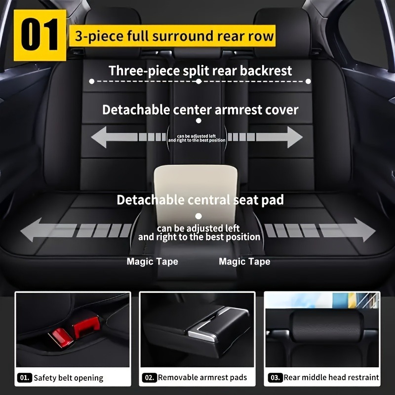 プジョー206、W205、ホンダジェイド、フォードモンデオM - Leather Car Seat Covers Full Set Universal のレビューと価格