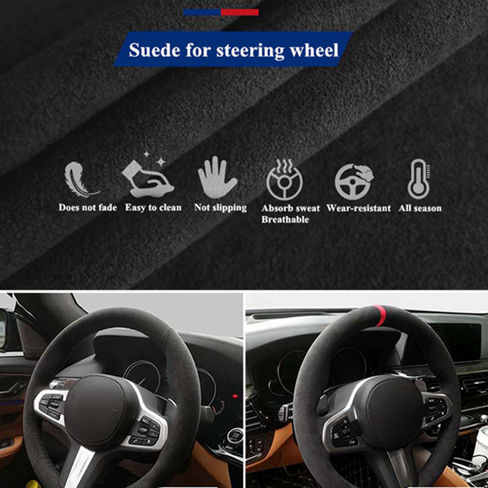 BMW車用の滑り止めレザーステアリングホイールカバー,BMW - Car Steering Wheel Cover Anti Slip Breathable のレビューと価格