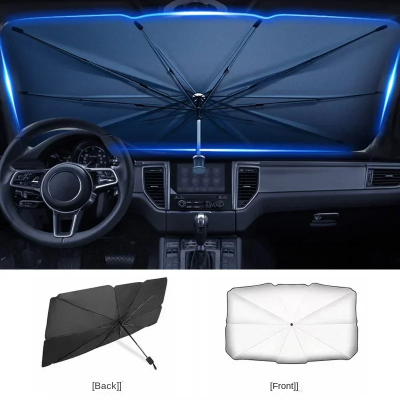 ポータブルカーサンシェード傘、フロントガラス用、高遮光UVカ - Car Sunshade Windshield Umbrella Foldable のレビューと価格