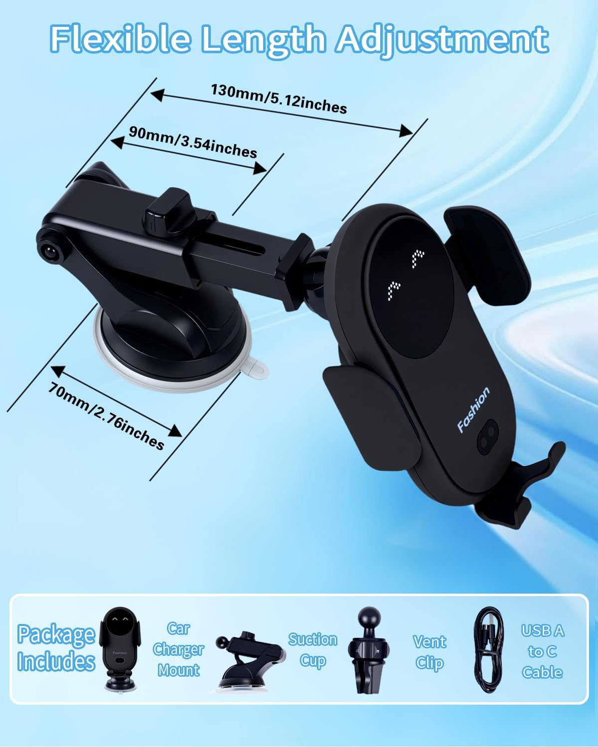 ワイヤレスカーチャージャースタンド 赤外線オートクランプ付き - Wireless Car Charger Mount Fast Charging のレビューと価格
